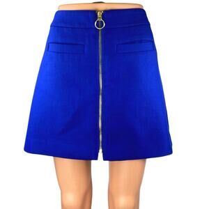 Express Women's Royal Blue Zip Up High Waist Pockets Mini A-Line Skirt Size 2
